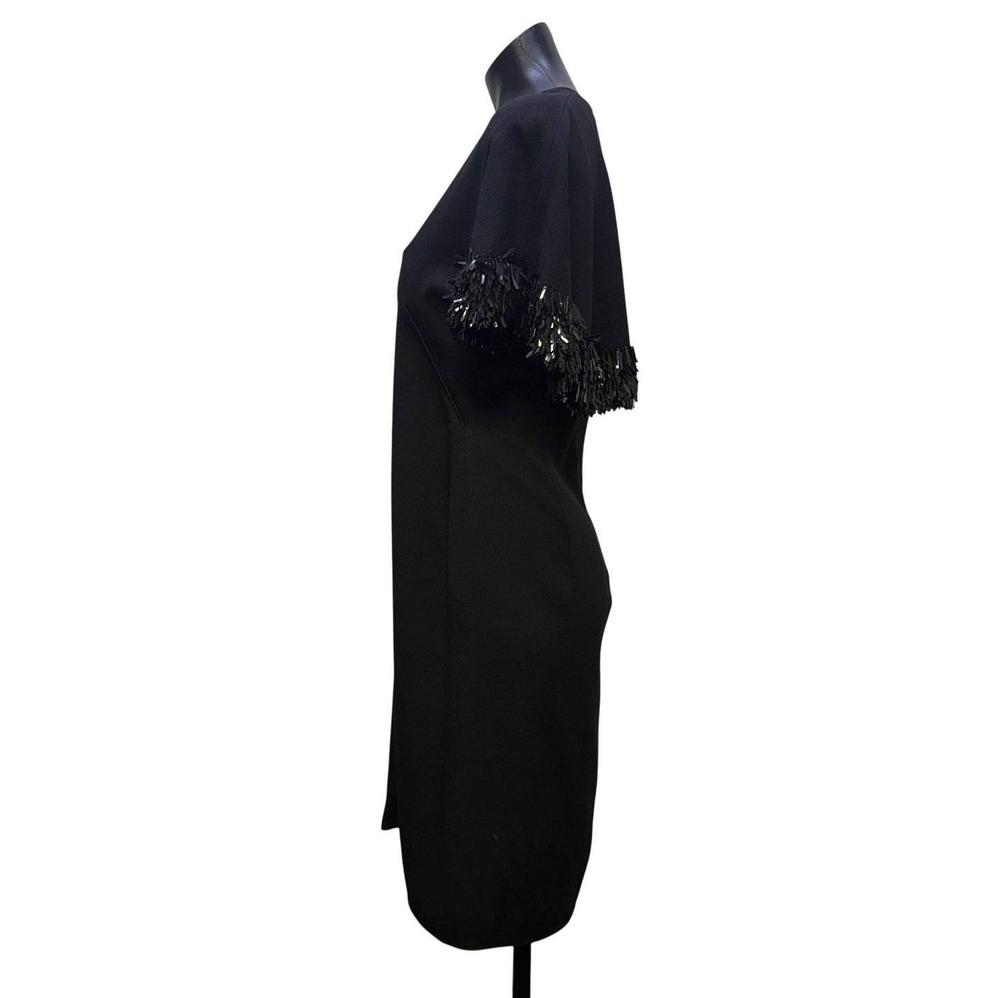 Derek Lam Black Fringe Sleeve Silk Dress V-Neck  6