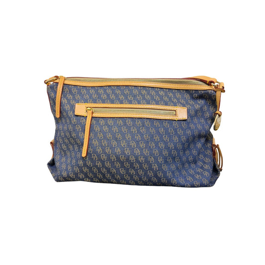 NWT Dooney & Bourke Blue/Tan Logo Shoulder Bag With Adjustable Strap