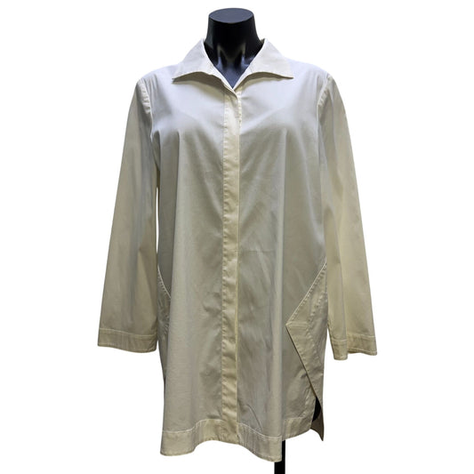 Lafayette 148 New York White Button-Down Blouse L