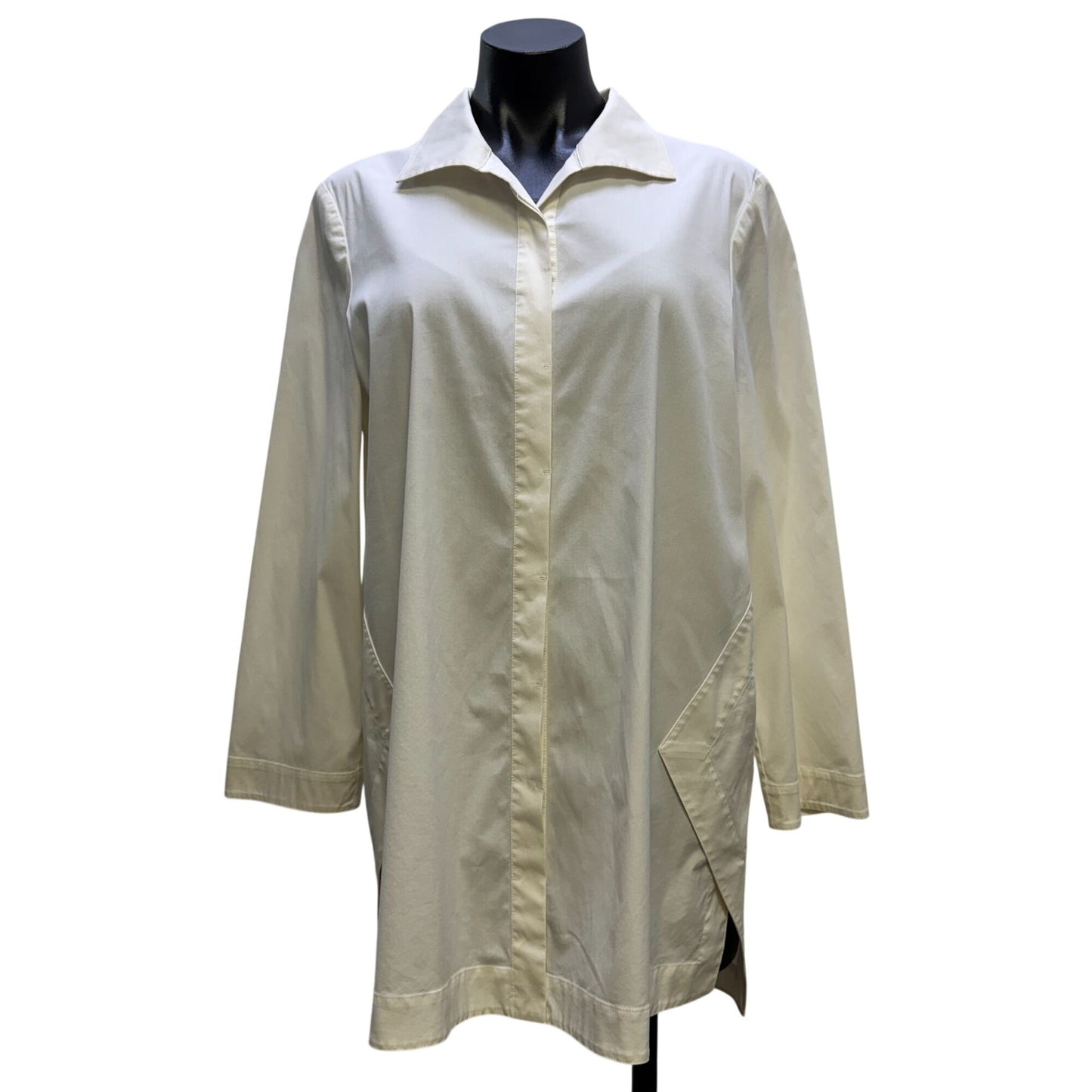 Lafayette 148 New York White Button-Down Blouse L