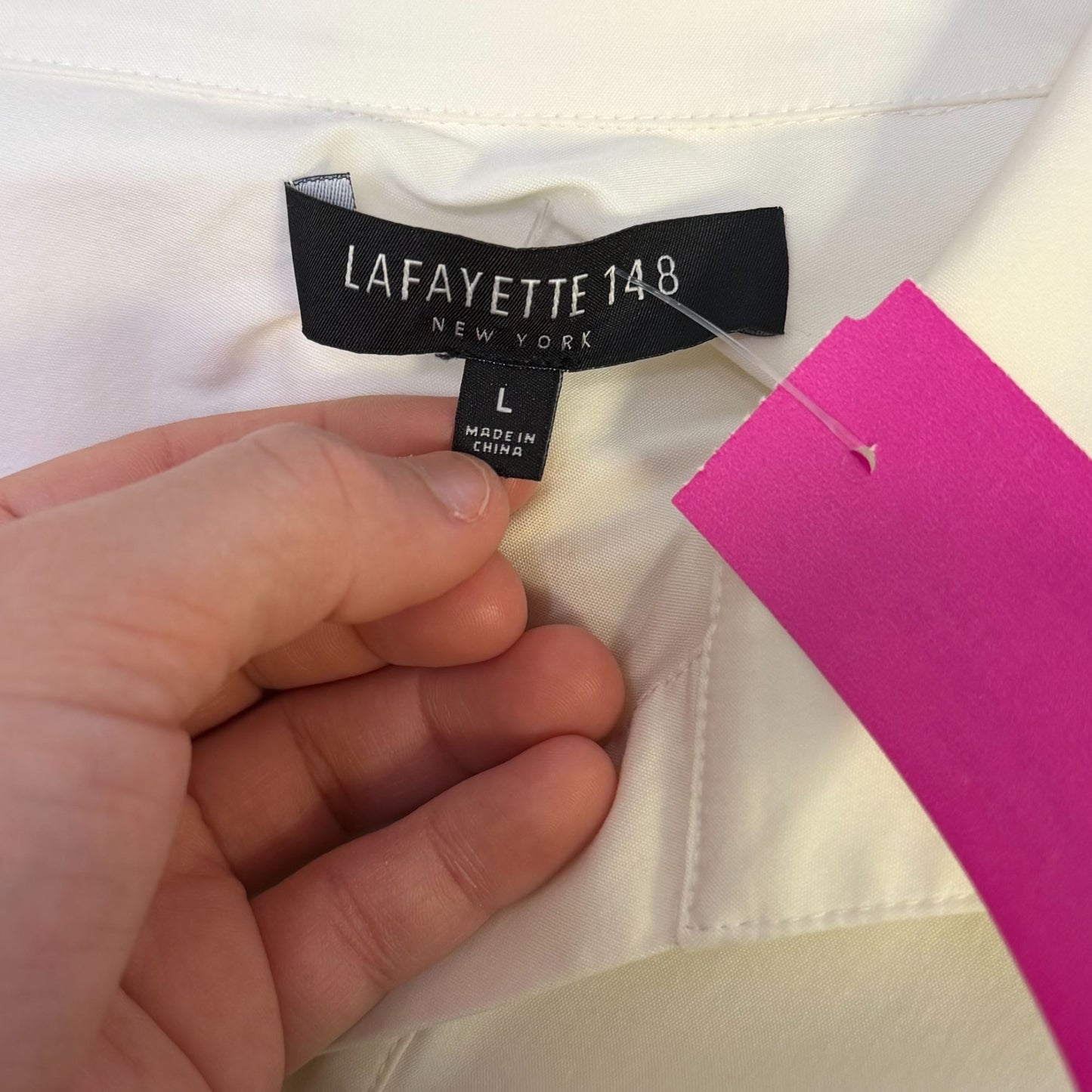 Lafayette 148 New York White Button-Down Blouse L