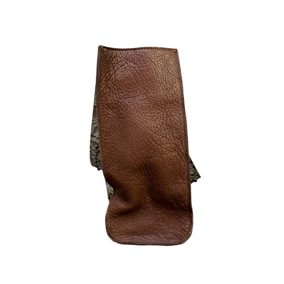 Arohoe Hair-On Tote Bag With Embossed Floral Leather & Stud Accents Turquoise & Brown