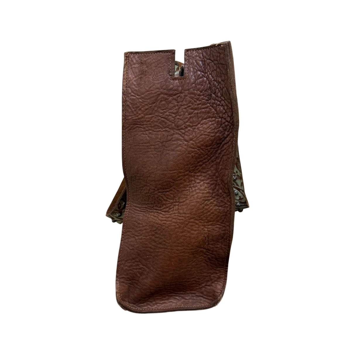 Arohoe Hair-On Tote Bag With Embossed Floral Leather & Stud Accents Turquoise & Brown
