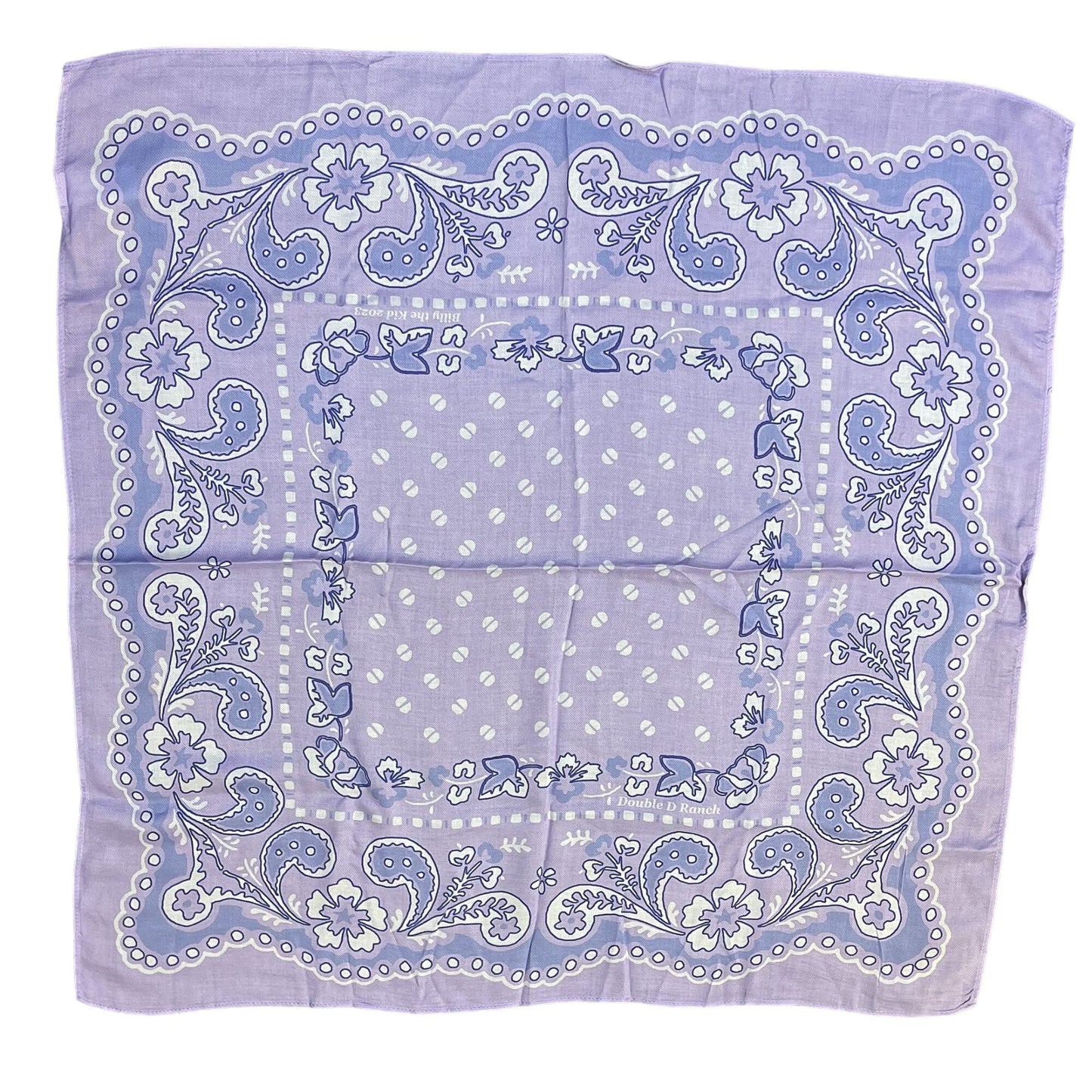 Double D Ranch Billy The Kid Paisley Bandana Lavender White Scarf