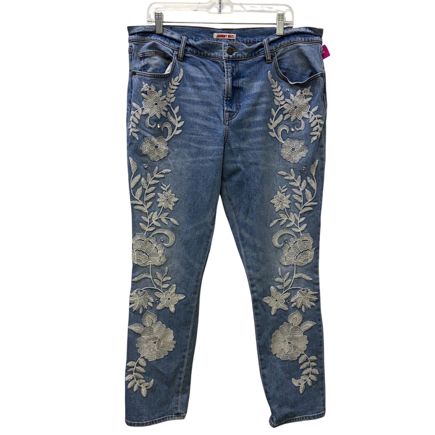 Johnny Was Blue Floral Embroidered Jeans Mid-Rise 16