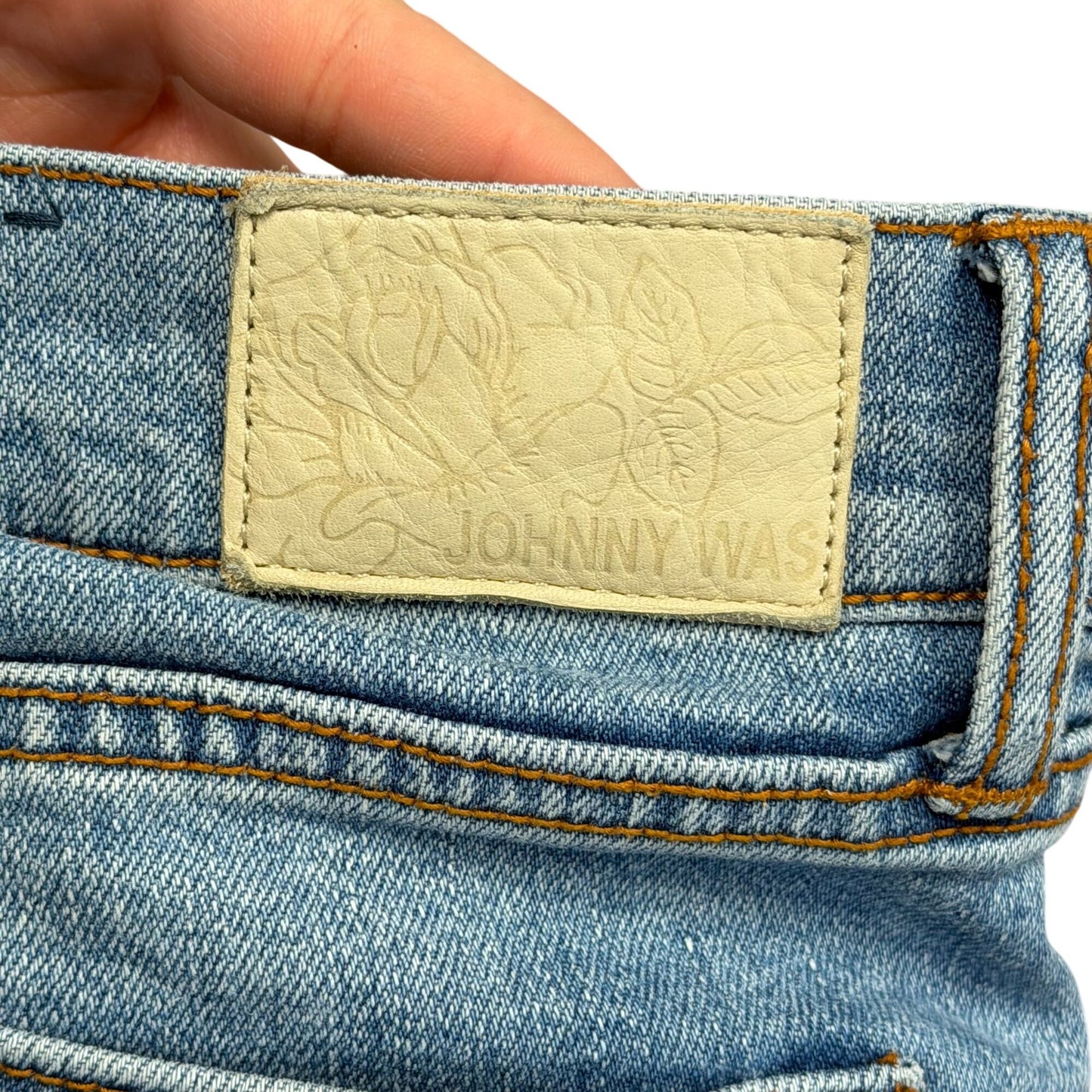 Johnny Was Blue Floral Embroidered Jeans Mid-Rise 16