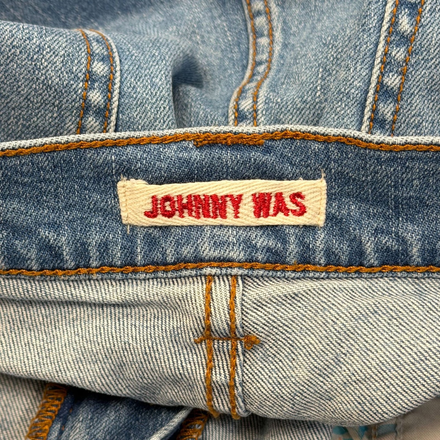 Johnny Was Blue Floral Embroidered Jeans Mid-Rise 16