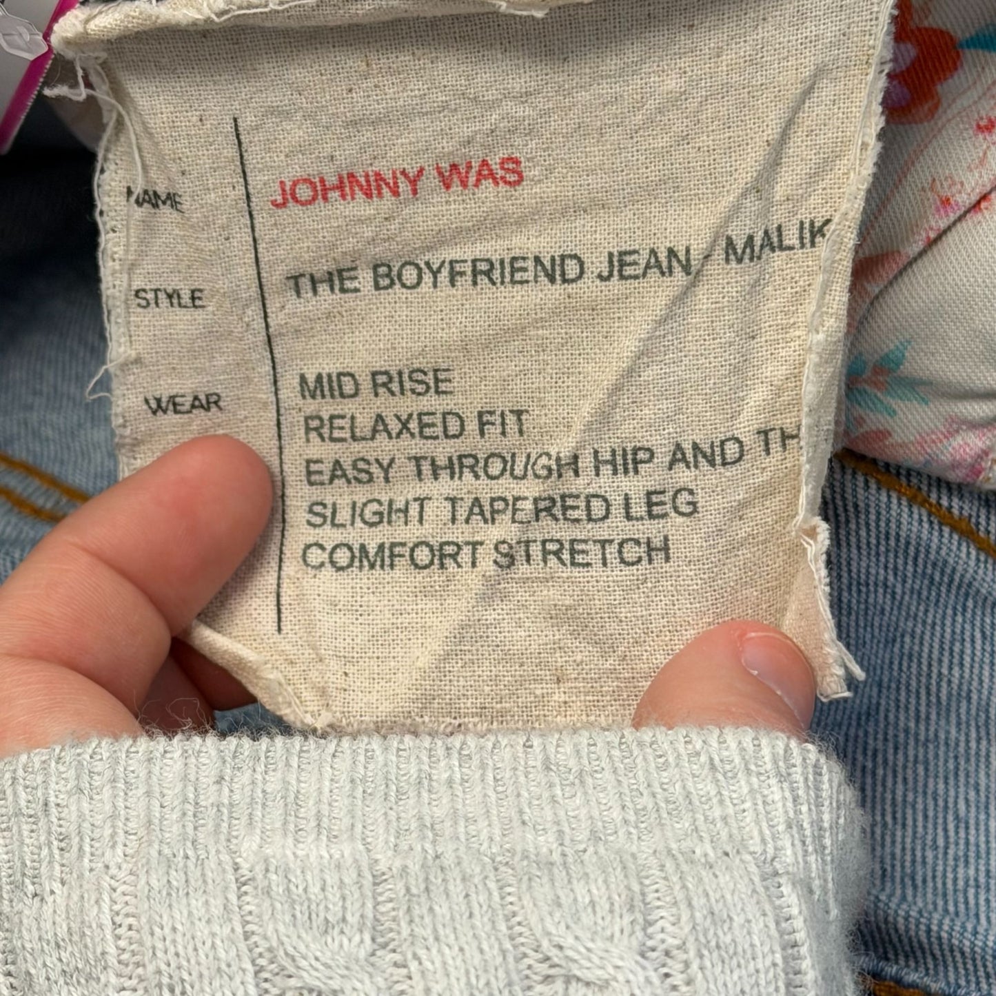 Johnny Was Blue Floral Embroidered Jeans Mid-Rise 16