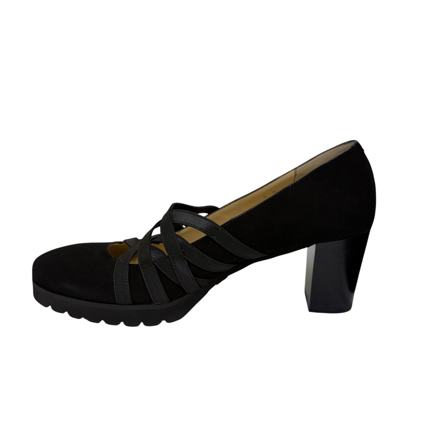 Amalfi Black Suede Heels With Crisscross Straps Size 8
