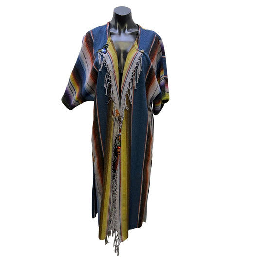 Karen Wilkinson Santa Fe Striped Duster Multicolor Cardigan M