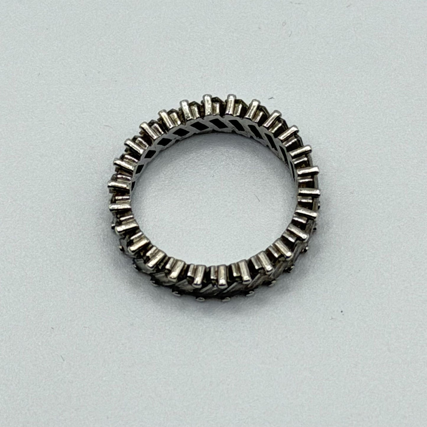 925 Silver Eternity Band With Baguette CZ Stones Size 6