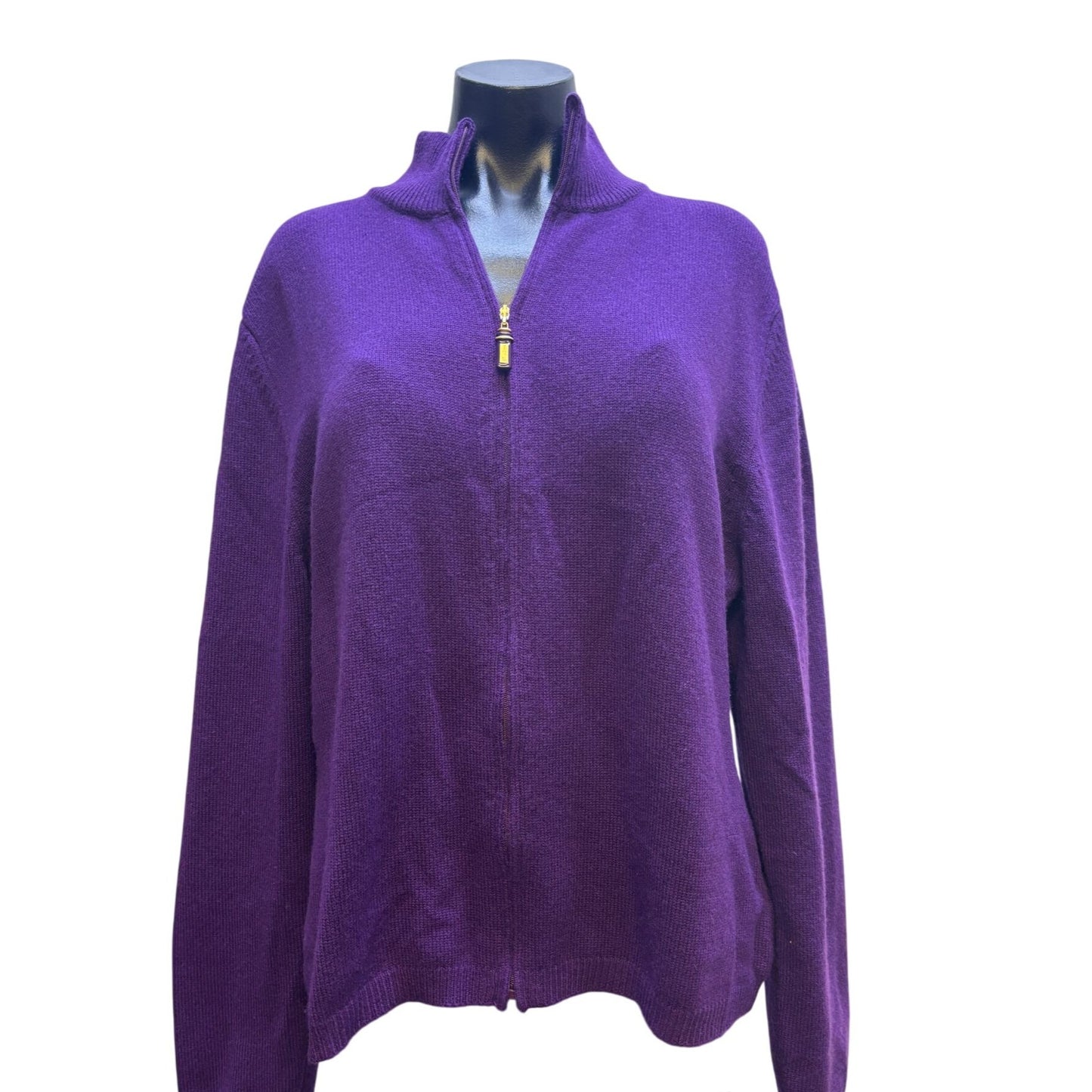 St. John Sport Cashmere Purple Zip Sweater XL