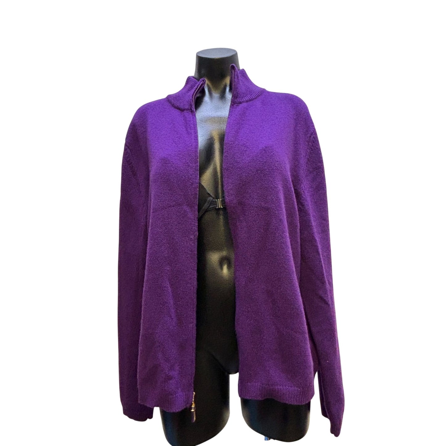 St. John Sport Cashmere Purple Zip Sweater XL