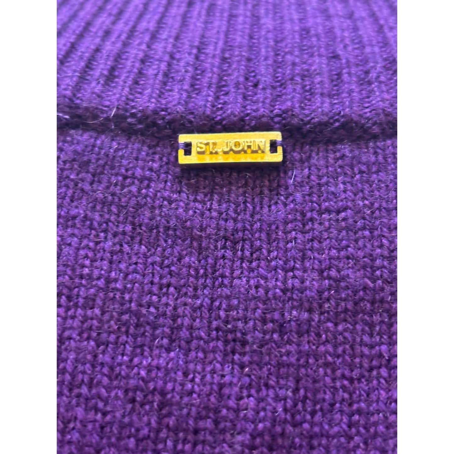 St. John Sport Cashmere Purple Zip Sweater XL