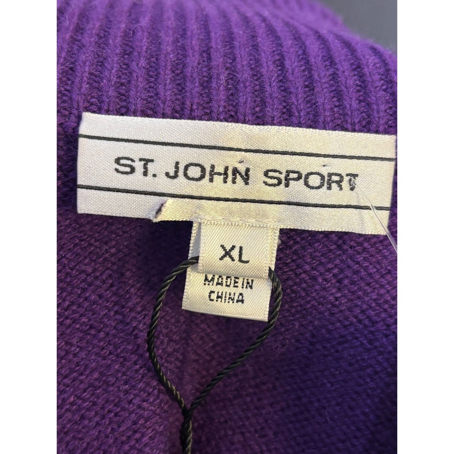 St. John Sport Cashmere Purple Zip Sweater XL
