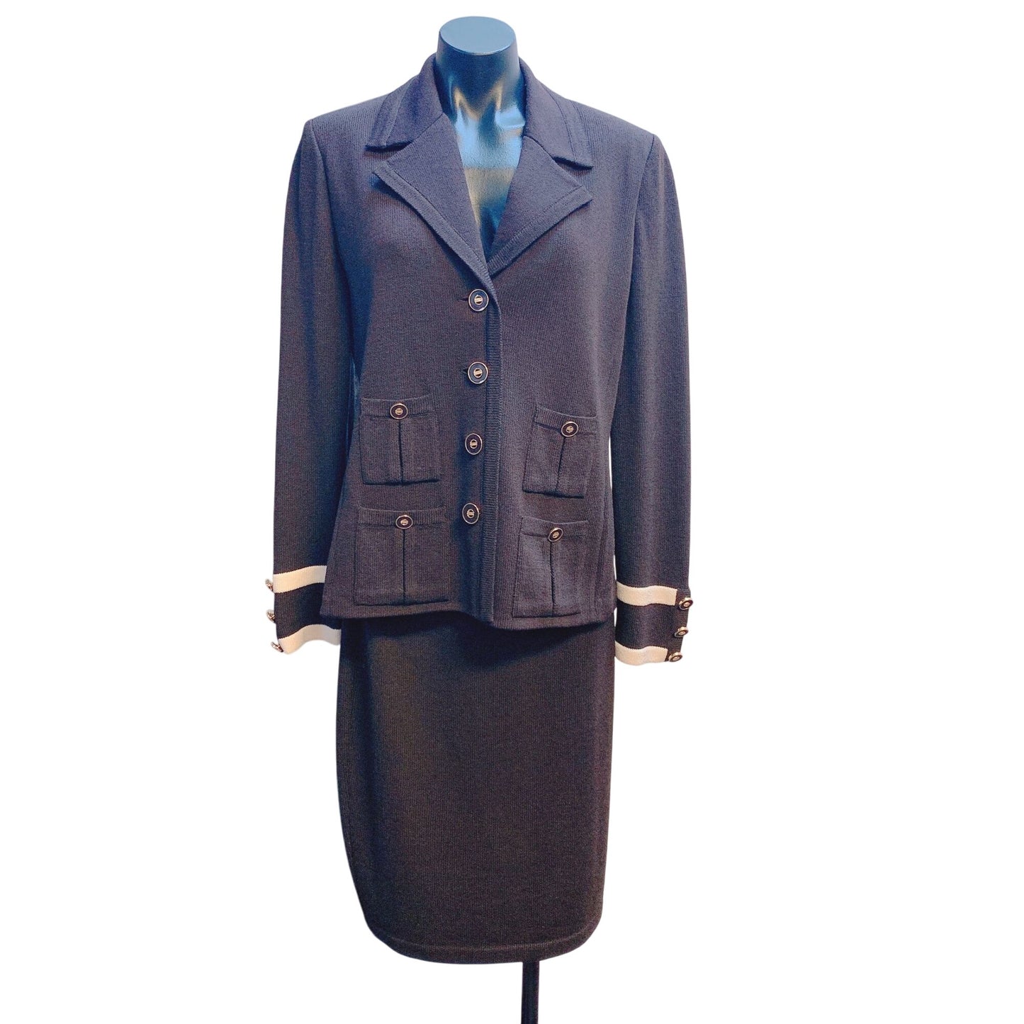 St. John Collection 2p Wool Blazer Skirt Set Brown Size 8/10