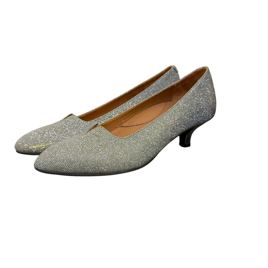 L'Amour Des Pieds Dance Silver Glitter Kitten Heels 8.5