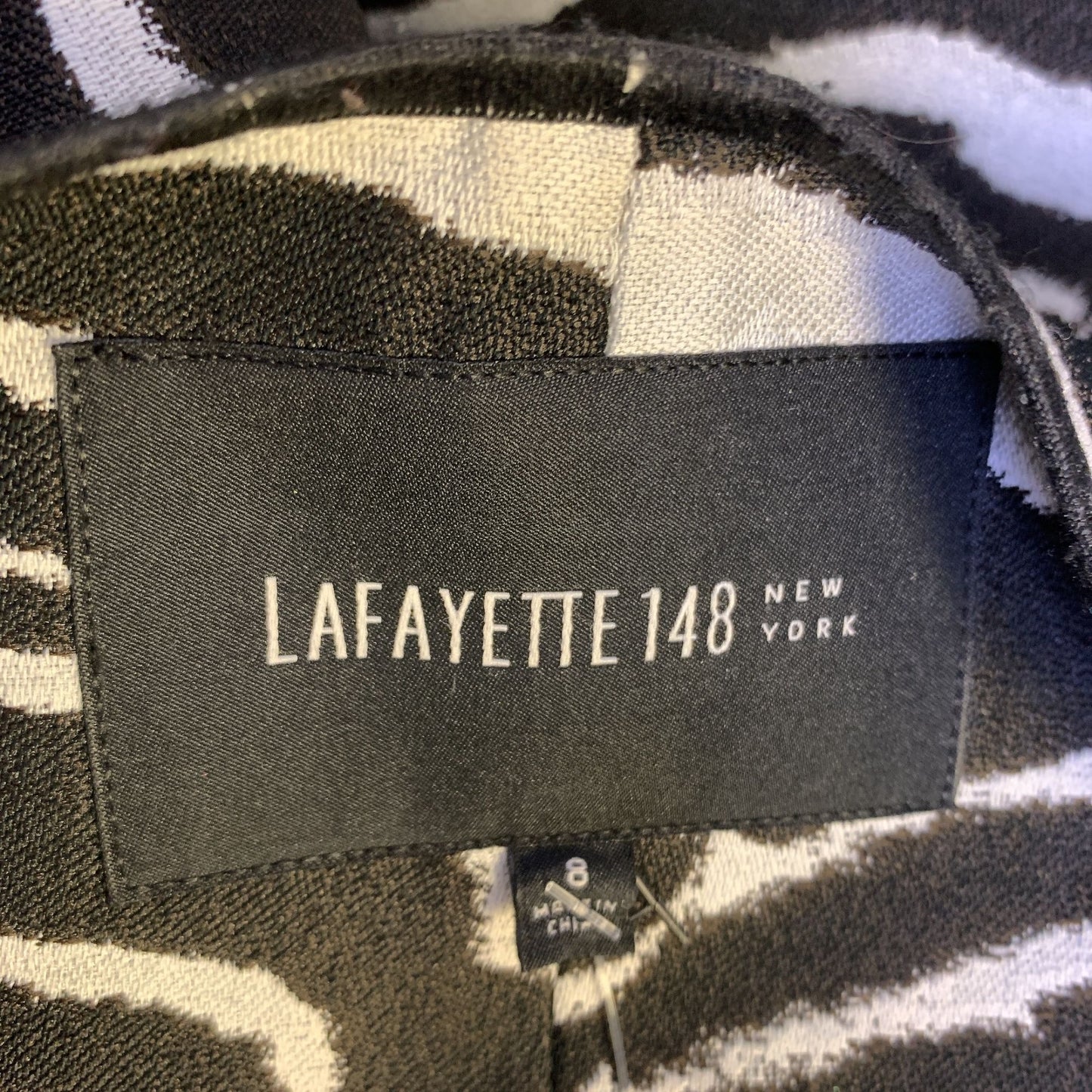 Lafayette 148 New York Black & White Zebra Print Blazer Jacket Size 8