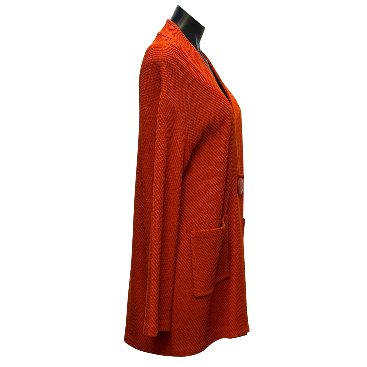 St. John Knit Jacket Deep Orange Open Front Long Sleeve 8