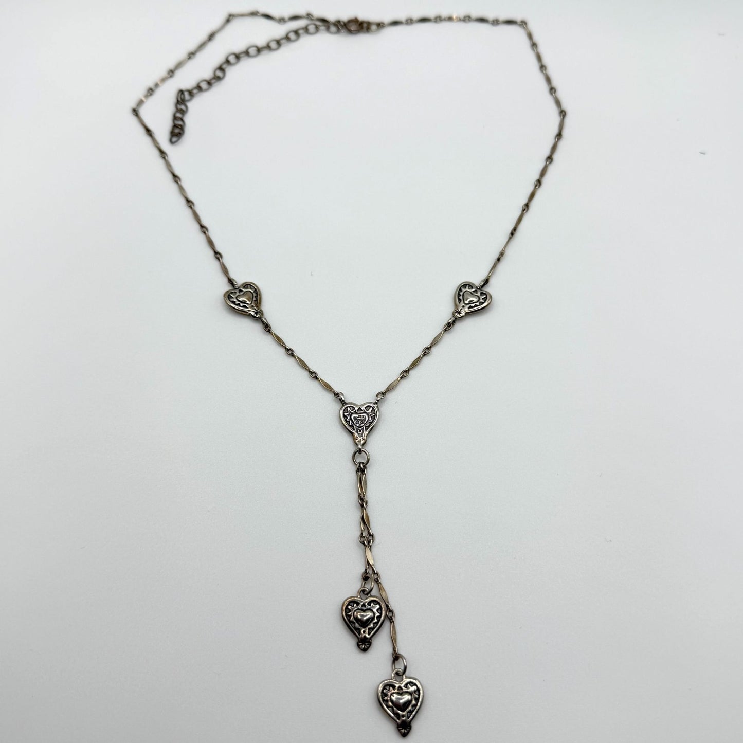 Vintage 925 Sterling Silver Heart Dangle Necklace