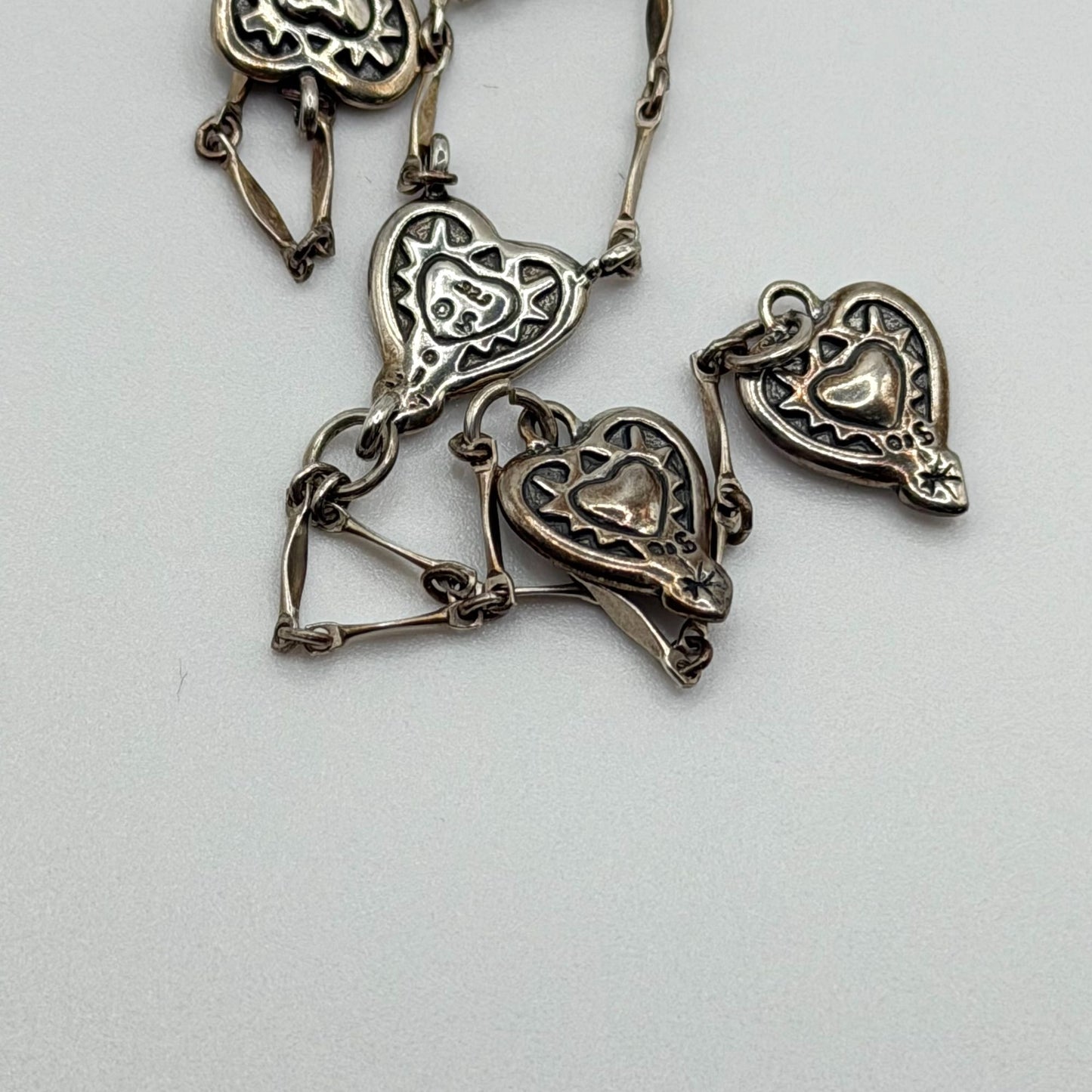Vintage 925 Sterling Silver Heart Dangle Necklace