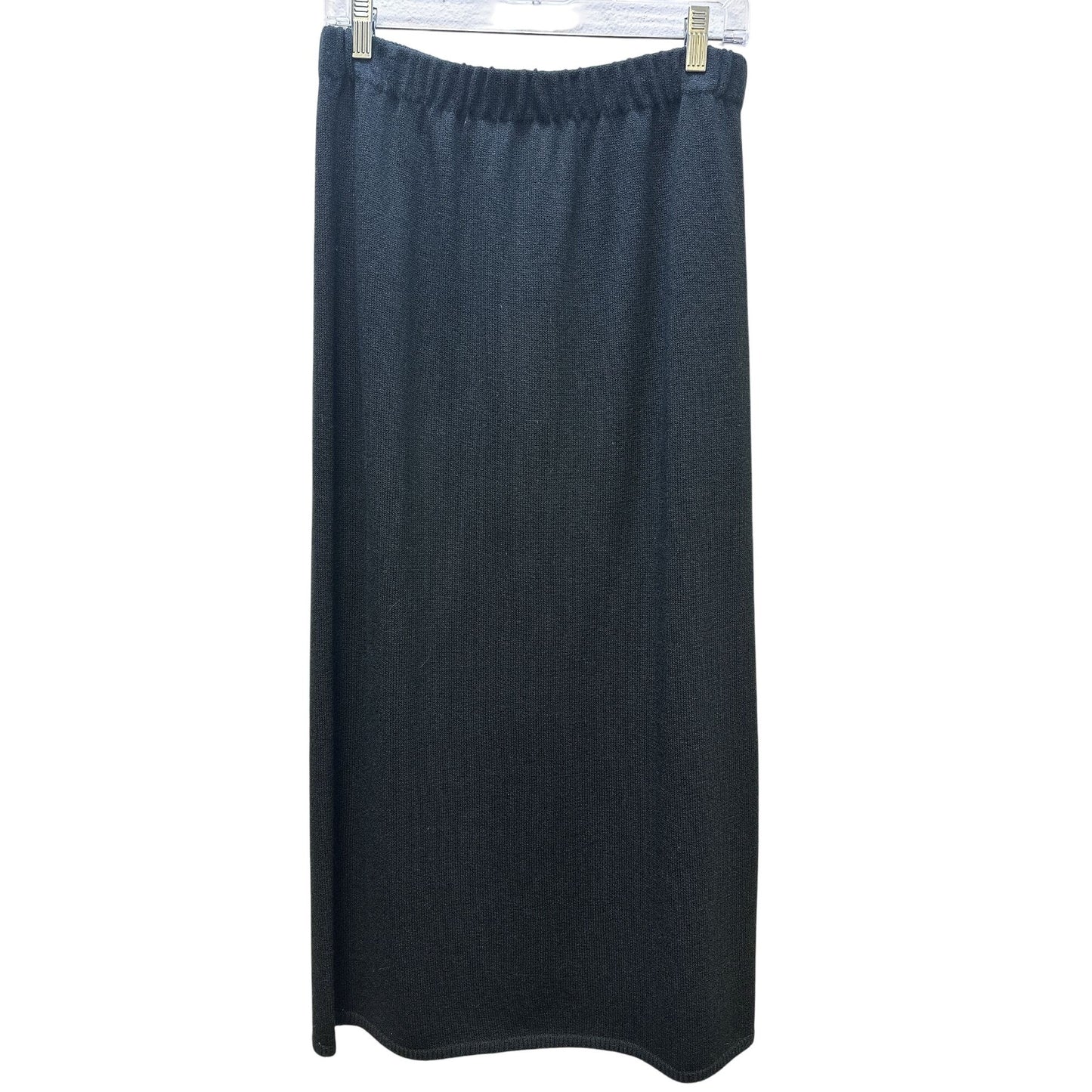 San Remo Basics By Laura Knits Knit Elastic Waist Midi Skirt Black M