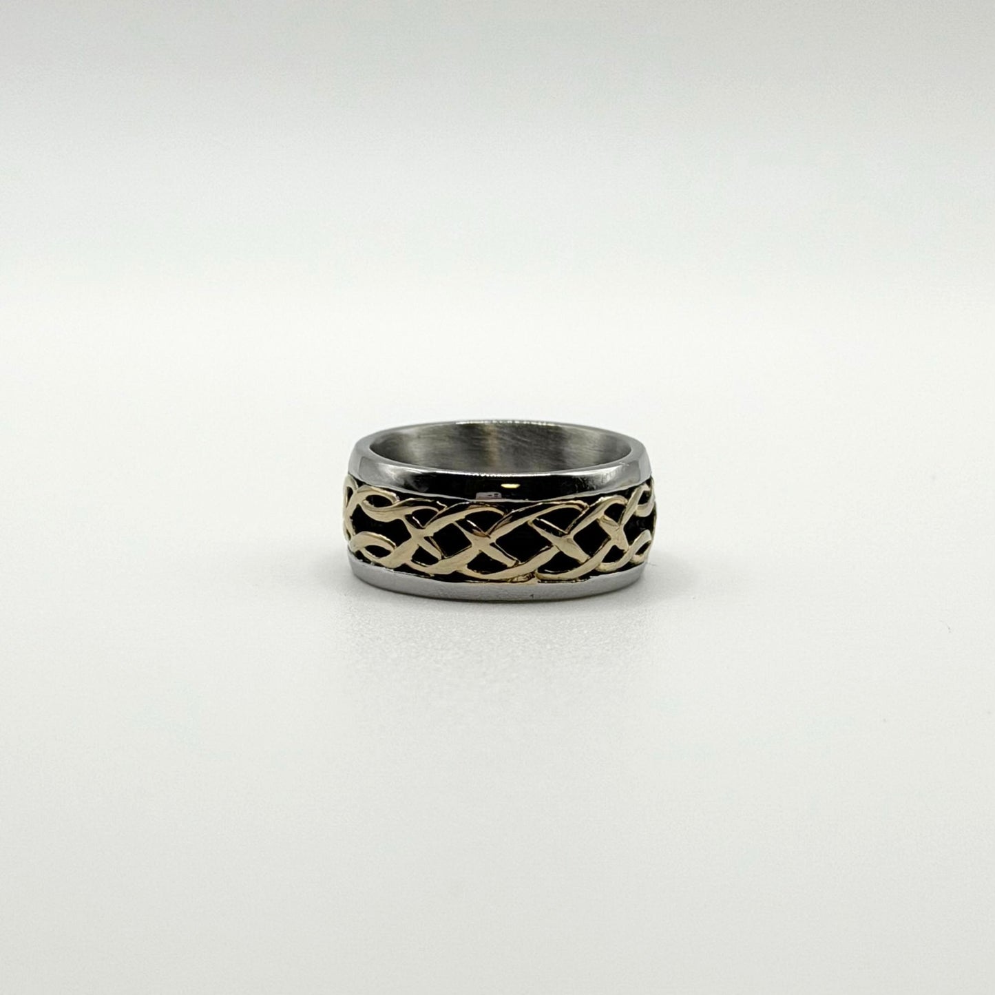 Stainless Steel Gold Plated Celtic Weave Band Ring Size 6