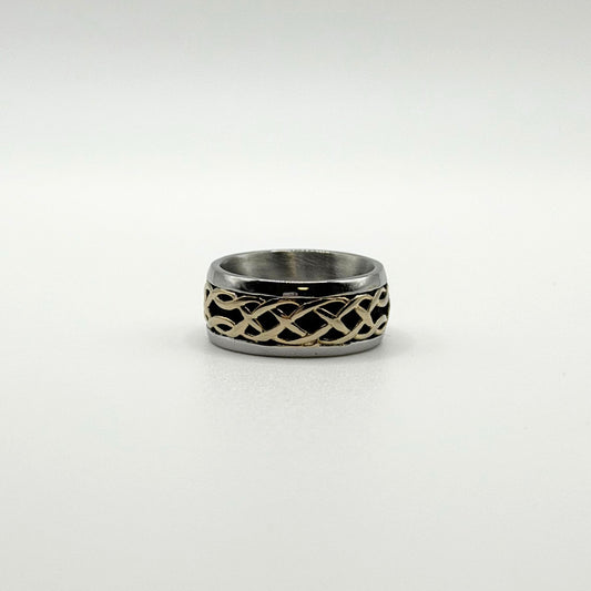 Stainless Steel Gold Plated Celtic Weave Band Ring Size 6