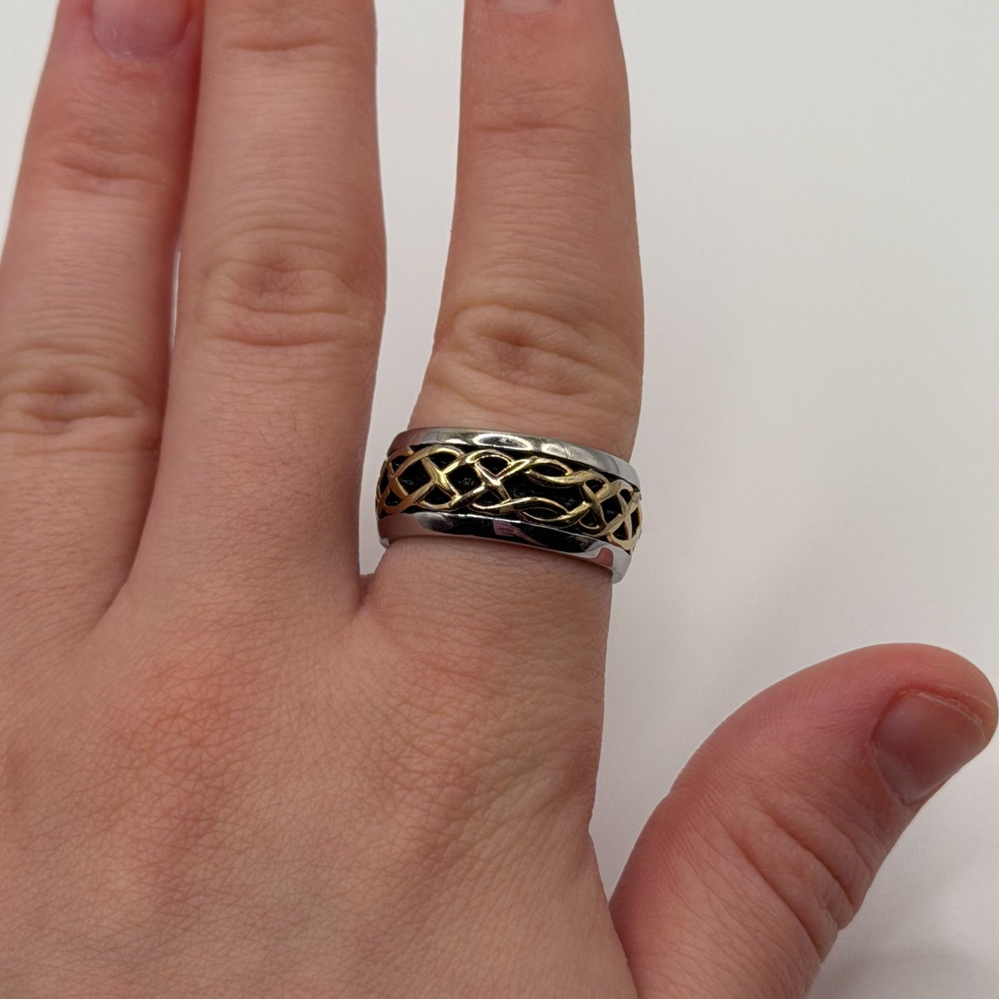 Stainless Steel Gold Plated Celtic Weave Band Ring Size 6