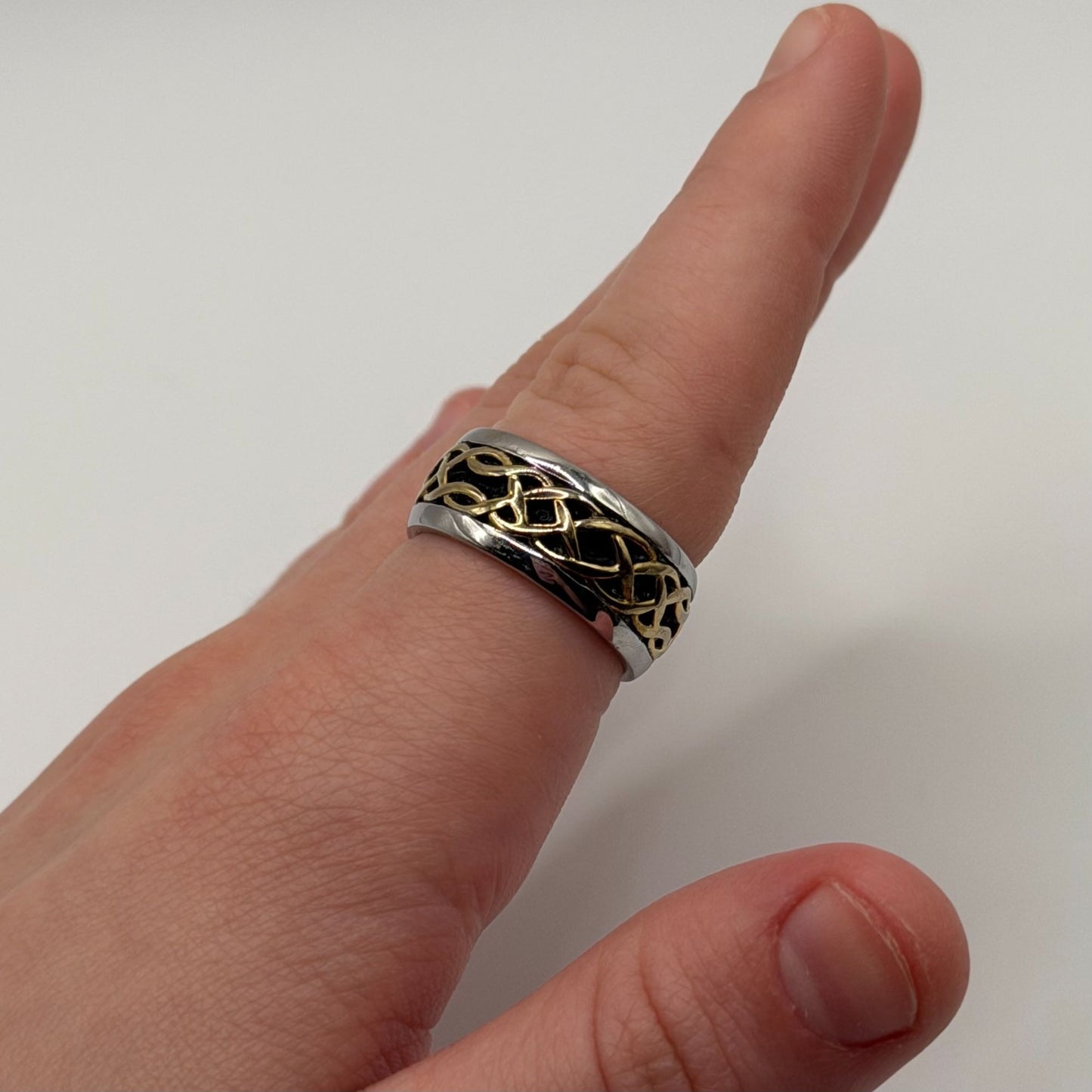 Stainless Steel Gold Plated Celtic Weave Band Ring Size 6
