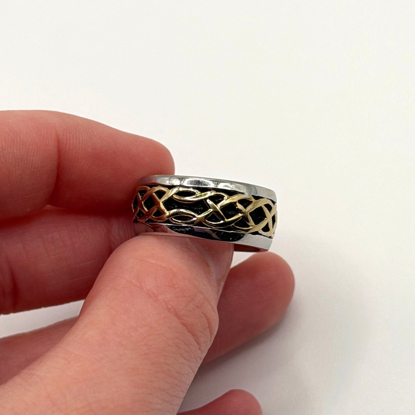 Stainless Steel Gold Plated Celtic Weave Band Ring Size 6