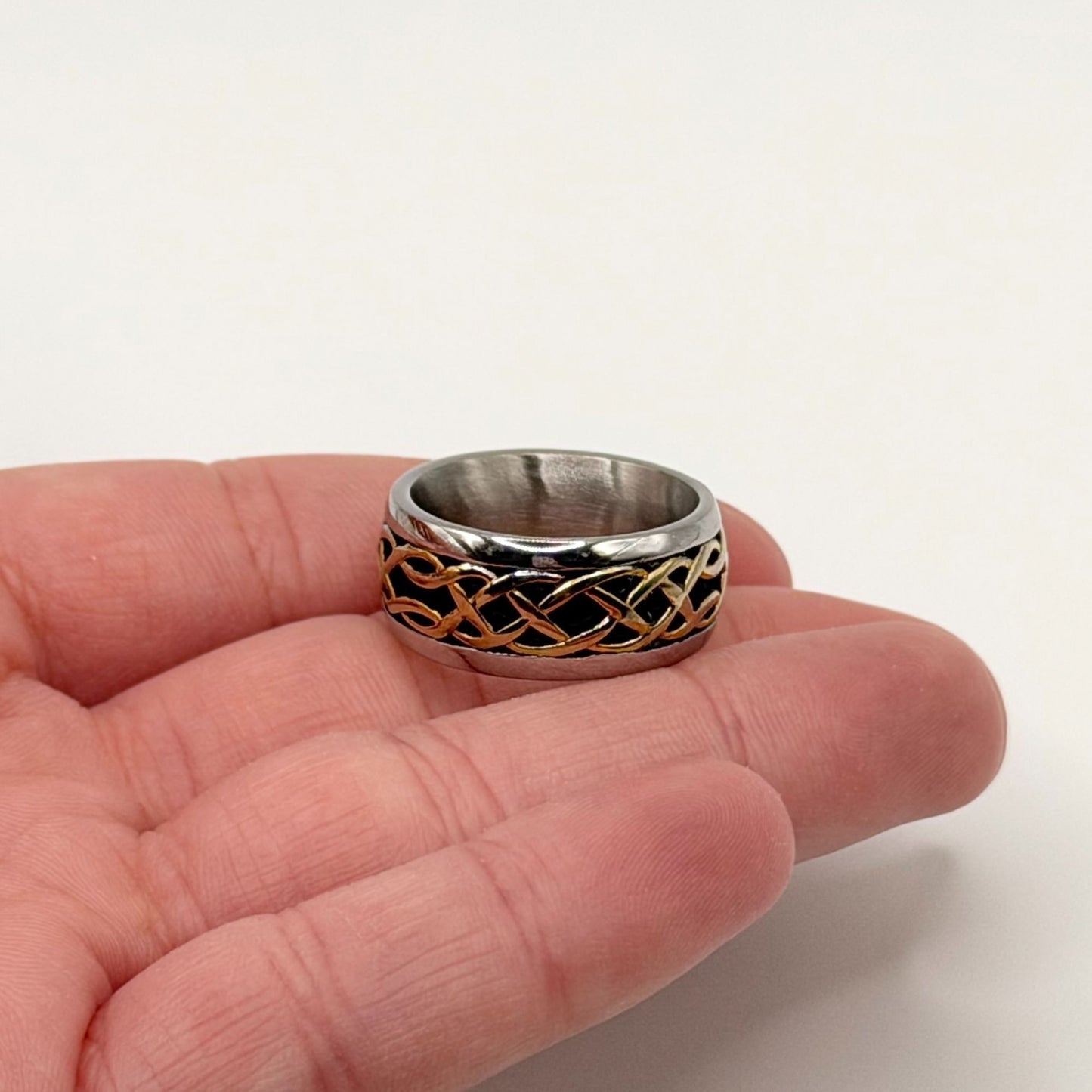 Stainless Steel Gold Plated Celtic Weave Band Ring Size 6