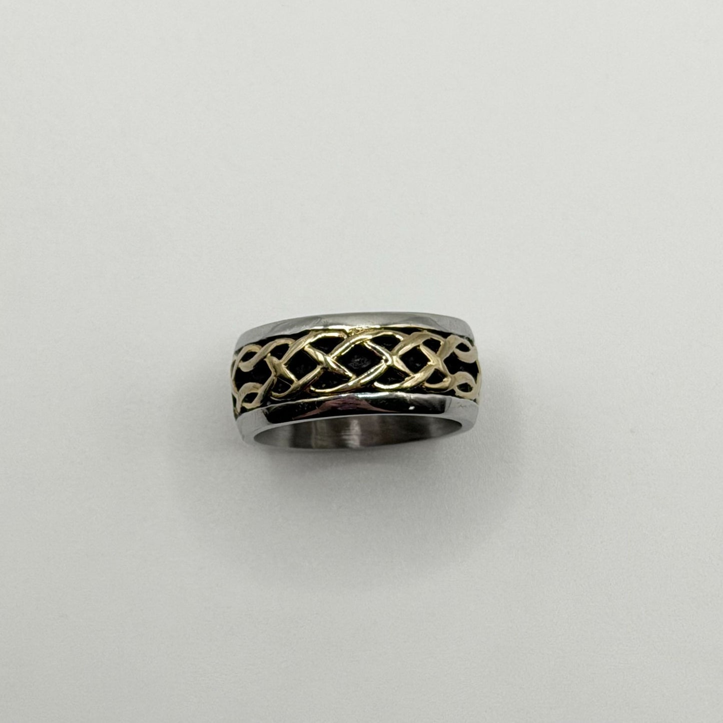 Stainless Steel Gold Plated Celtic Weave Band Ring Size 6