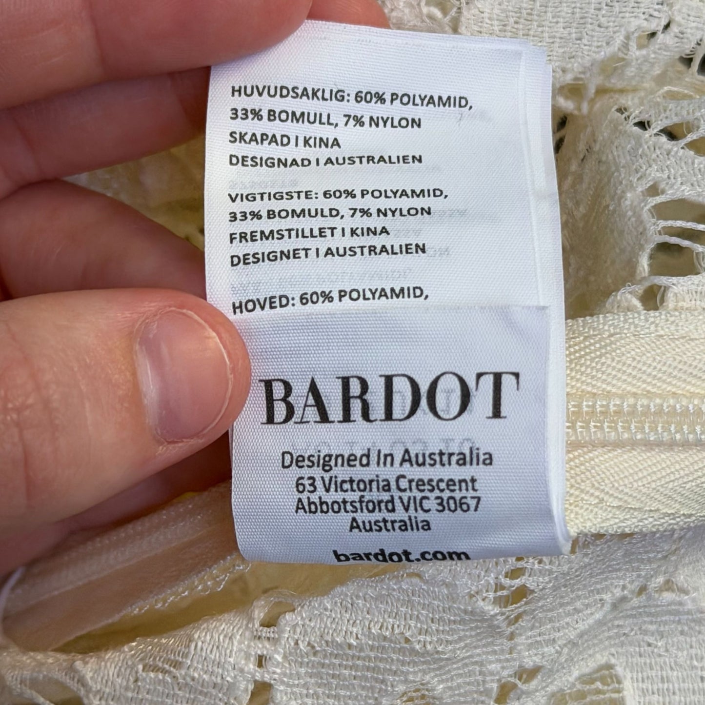Bardot Lace Cropped Blouse Ivory Long Sleeve XL