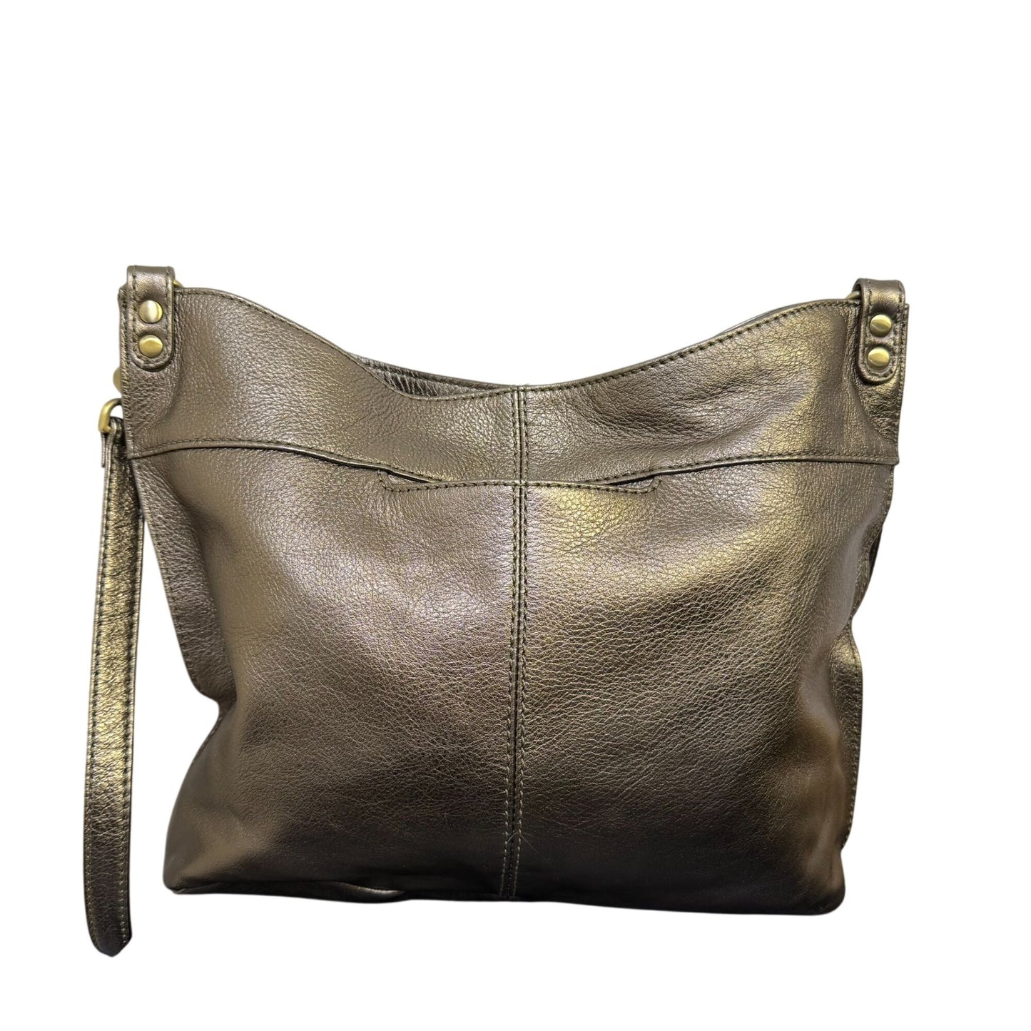 Hobo Shoulder Bag Metallic Gold Faux Leather With Adjustable Strap
