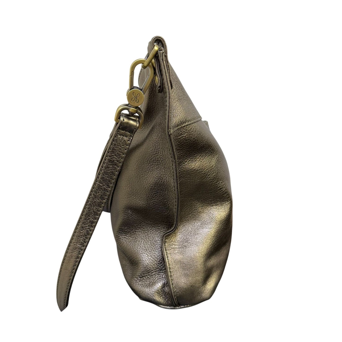 Hobo Shoulder Bag Metallic Gold Faux Leather With Adjustable Strap