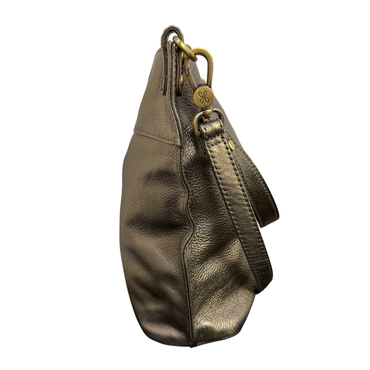 Hobo Shoulder Bag Metallic Gold Faux Leather With Adjustable Strap