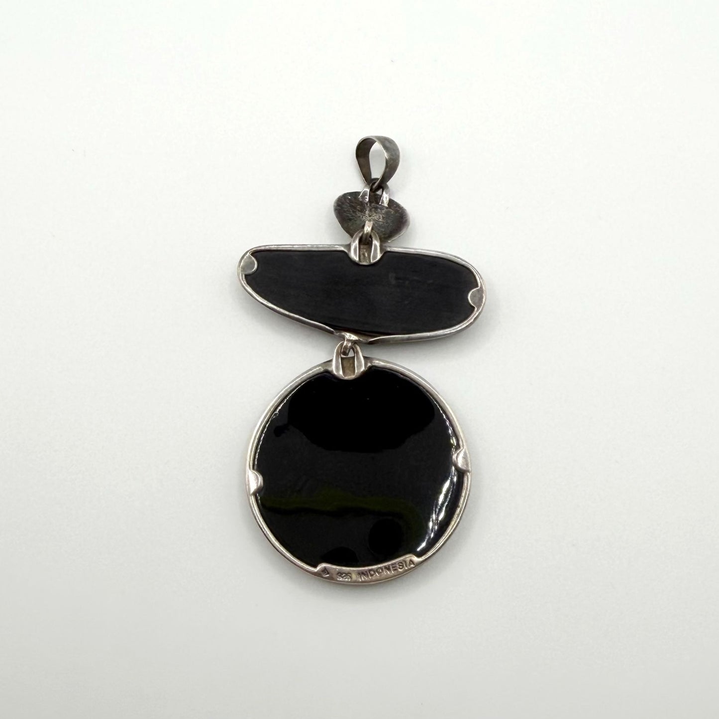 Silpada 925 Sterling Silver Black Wood & Leaf Resin Dangle Pendant