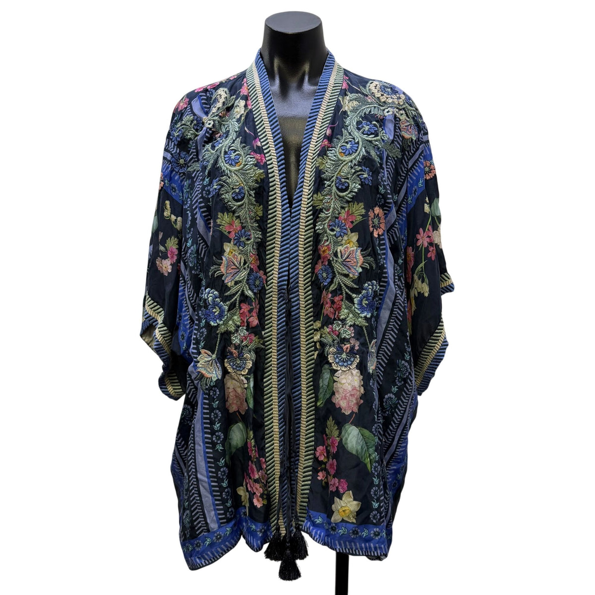 Johnny Was Floral Embroidered Kimono Cardigan Multi-Color S