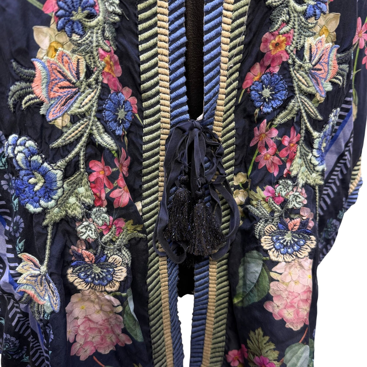 Johnny Was Floral Embroidered Kimono Cardigan Multi-Color S