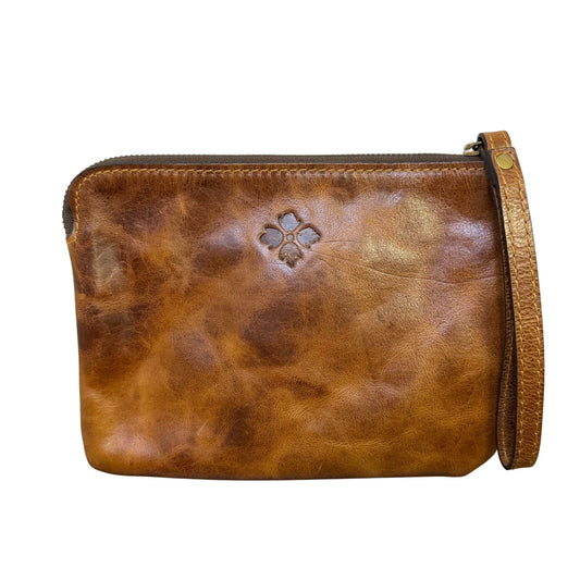 Patricia Nash Cognac Brown Leather Wristlet With Zipper Closure