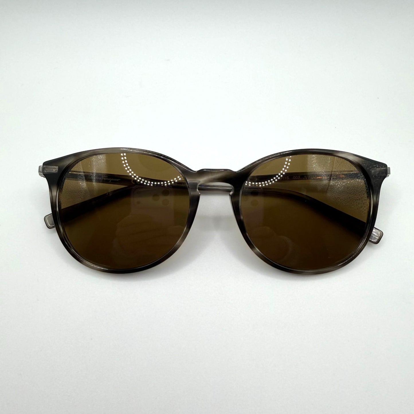 Salvatore Ferragamo Round Brown Gradient Sunglasses With Case & Box