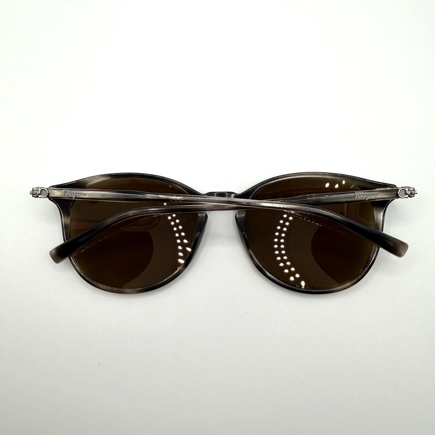 Salvatore Ferragamo Round Brown Gradient Sunglasses With Case & Box