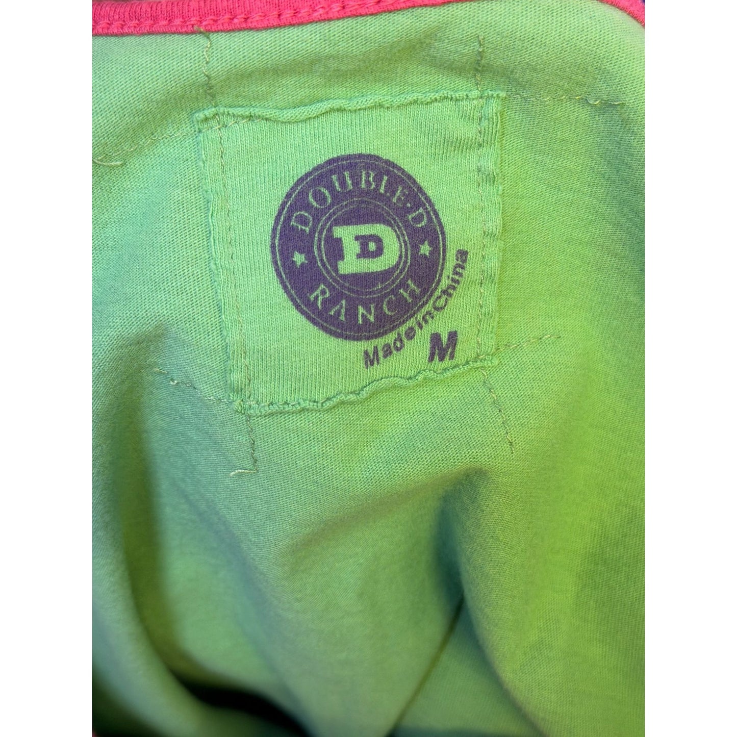 Double D Ranch Green Beaded Blouse Sz M 3/4 Sleeves