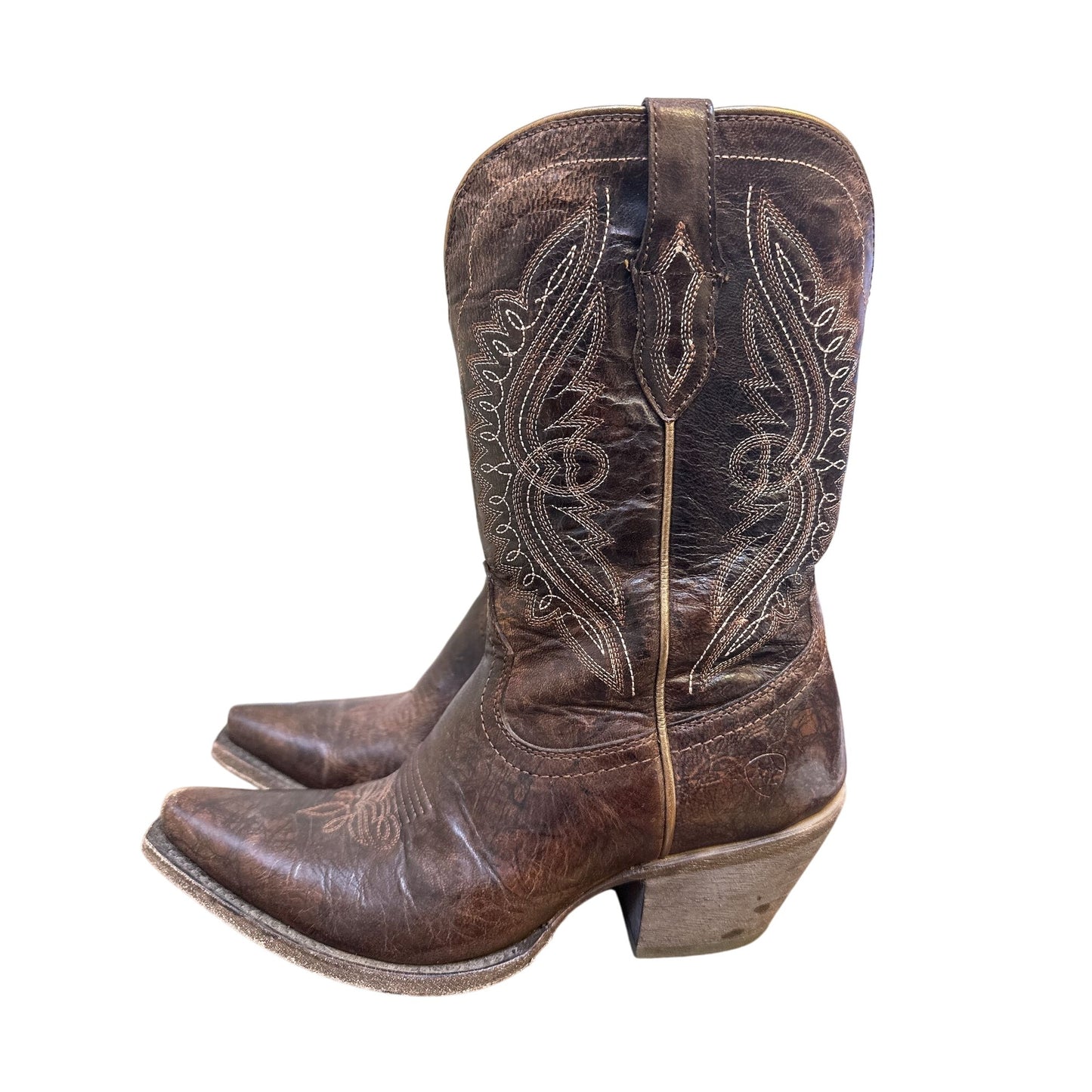 Ariat Vintage Womens Western Cowboy Boots Brown Leather Embroidered Design