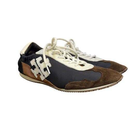 Tory Burch Black & Brown Suede Leather Sneakers 8.5