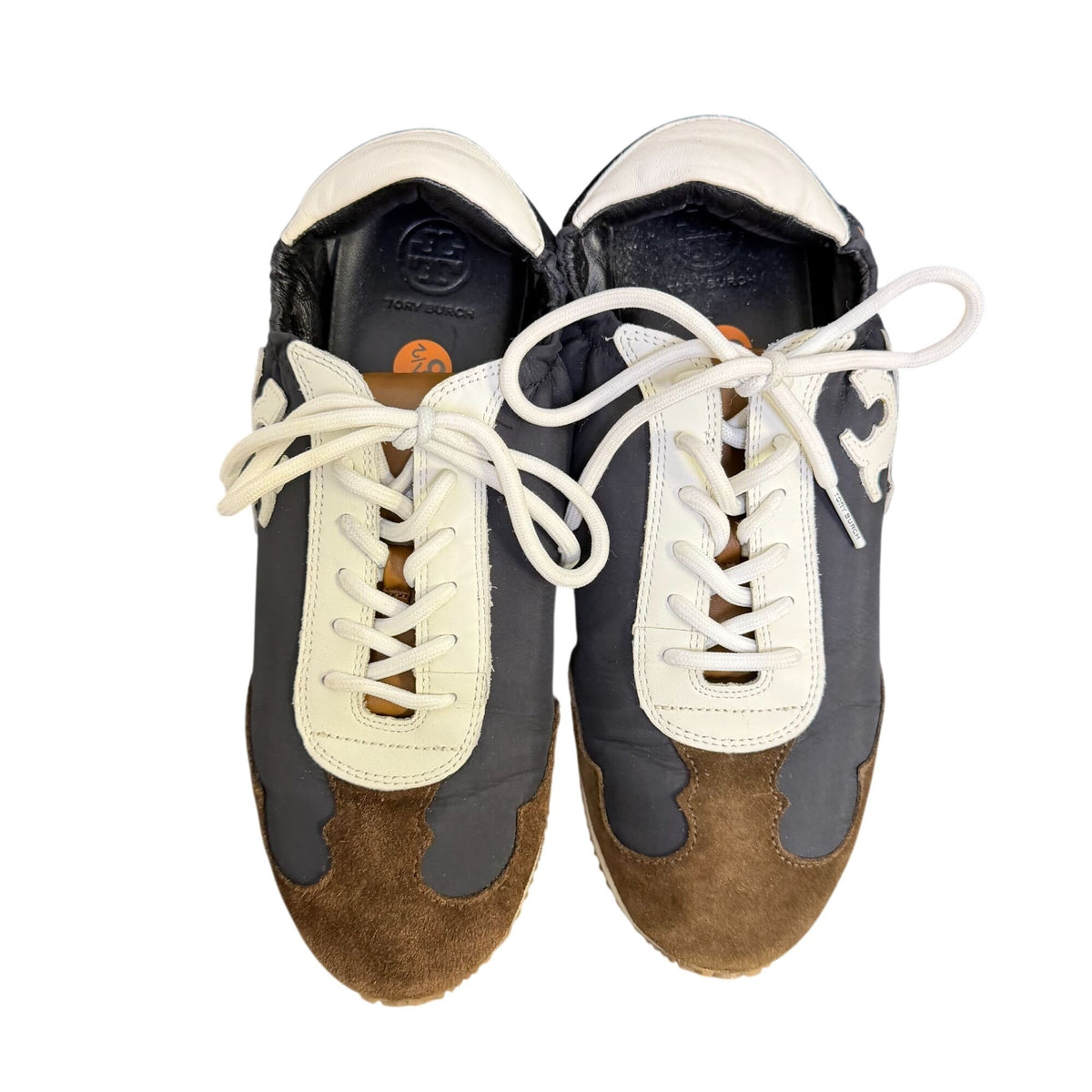 Tory Burch Black & Brown Suede Leather Sneakers 8.5