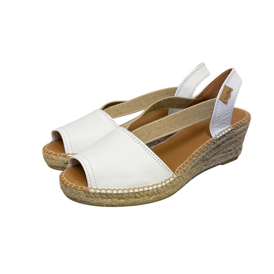 NWT Toni Pons White Leather Espadrille Wedge Sandals Size 9