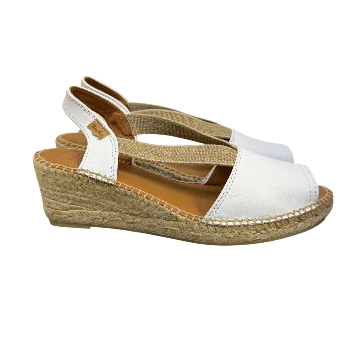 NWT Toni Pons White Leather Espadrille Wedge Sandals Size 9