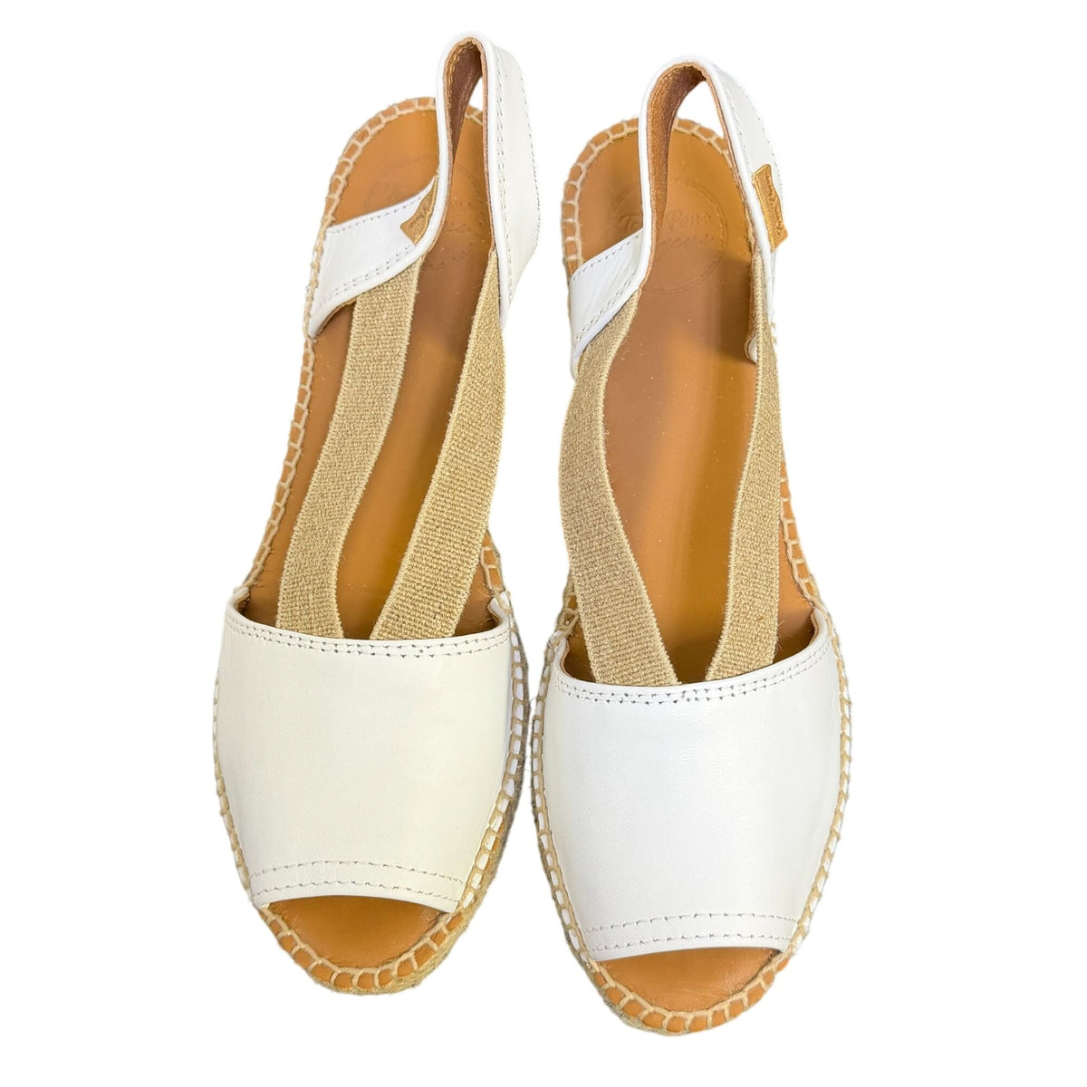 NWT Toni Pons White Leather Espadrille Wedge Sandals Size 9